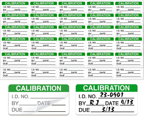 Self Laminating Calibration Labels - 128 Labels, 2 X 1 Inches Write-on Calibration Stickers for NIST, ISO-900