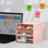 LETURE Desk Organizer with 4 Drawers, Clear Plastic Storage Box for Office Supplies, Gel Pens, Pencils, Pink