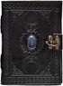 cuero 3 Moon Blue Lapiz Embossed Vintage Leather Journal, 240 Pages of Antique Handmade Paper, Black