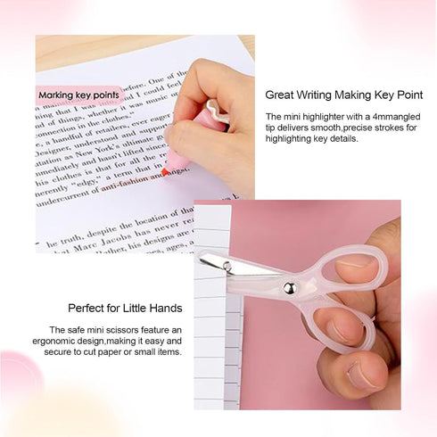 Could Spark 7Pack Mini Office Supply Kit Mini School Supplies Kit with Cute Case Scissors Hole Punch Highlighter