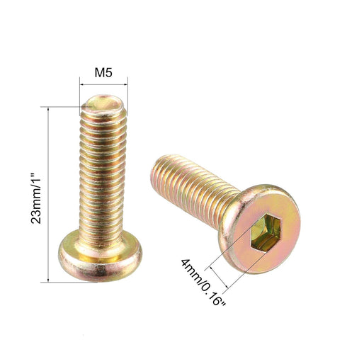 uxcell M6 x 20 mm Threaded Hex Socket Head Cap Screw Bolt - Bronze Tone (Pack of 10)
