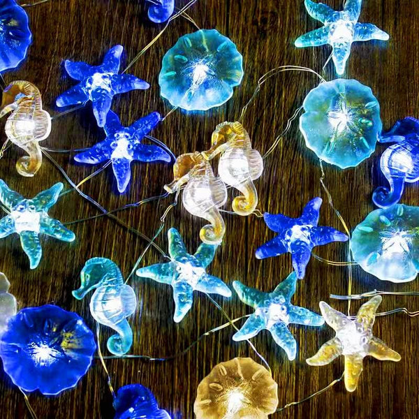 Impress Life Ocean Theme String Lights, Beach Decor Starfish Seahorse Sand Dollars