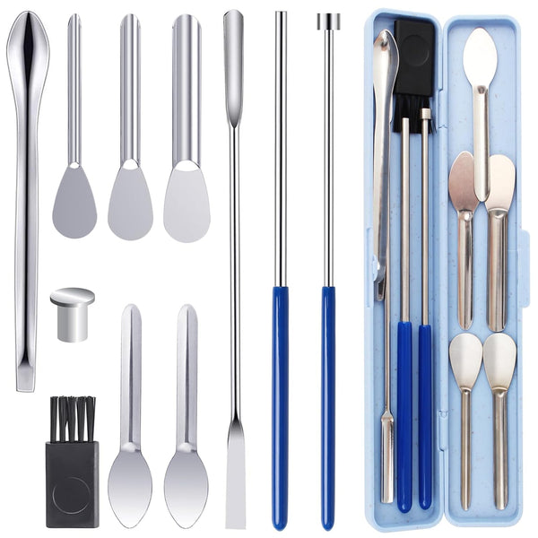All Sizes Capsule Filling Machine Kit for Pill Filler #000, 00, 0, 1, 2, 3, 4, 5-11 Piece Micro Lab Spoons, Spatula