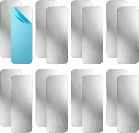 Xelsluthe 16 PCS Metal Strips, Adhesive Metal Plates for Mounts, Steel Strips for
