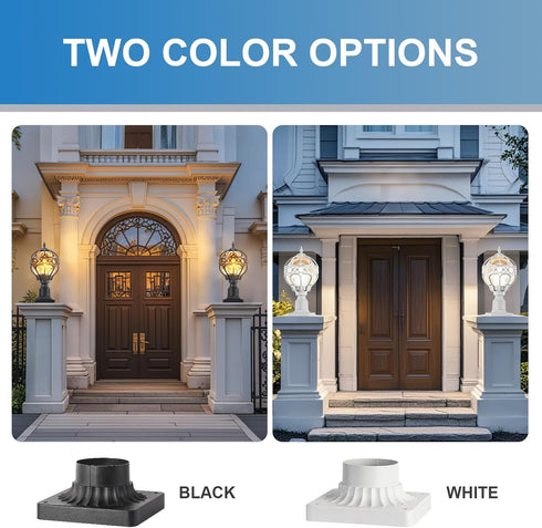 3" Cast Aluminum Pier Mount Base, Diameter Pier Mount Adapter for Outdoor Post Light, White Pier Mounting Base for Deck