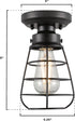 6130700 5 Inch, Westinghouse Bandera Vintage-Style One Light Semi-Flush Mount Ceiling Fixture, Matte Black Finish, Cage