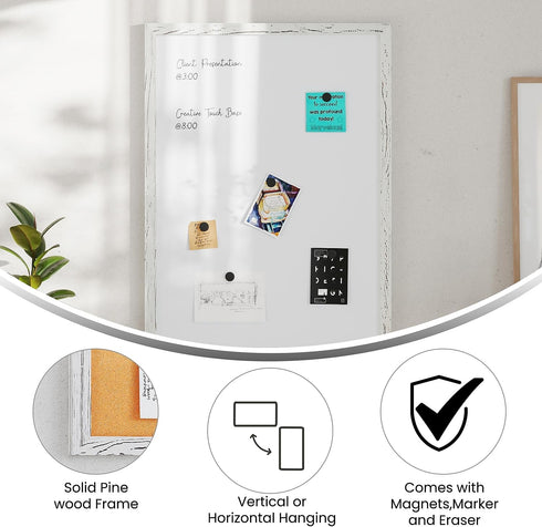 Flash Furniture Bristol Wall Mount White Board, 24" x 36", Included Dry Erase Marker, 4 Magnets, Eraser