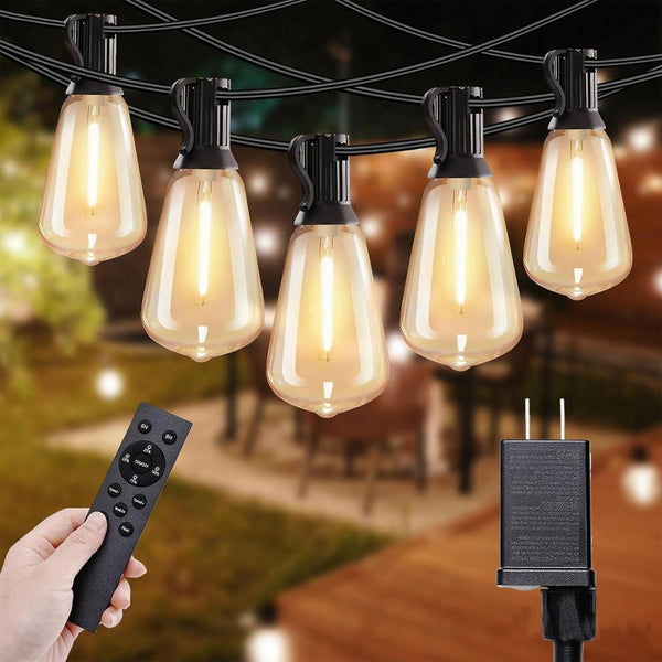 SANBEN Outdoor String Lights with Remote, 50ft 25 Bulbs Low Voltage(24V) Patio