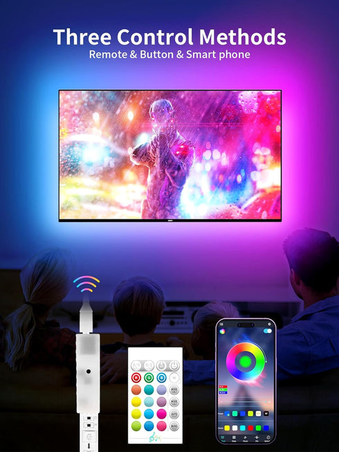 LED Lights for TV, 16.4ft TV LED Backlights for 50-75in, RGB TV LED Lights with Music Sync Bluetooth APP and Remote Control TV Lights Strip USB Powered LED Lights for Bedroom, Gaming by KANTUTOE