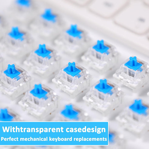 Josojoou 30 3 Pieces Blue Mechanical Keyboard Switches, Pin Pre-Lubricated Clicky Key Switches, Dustproof