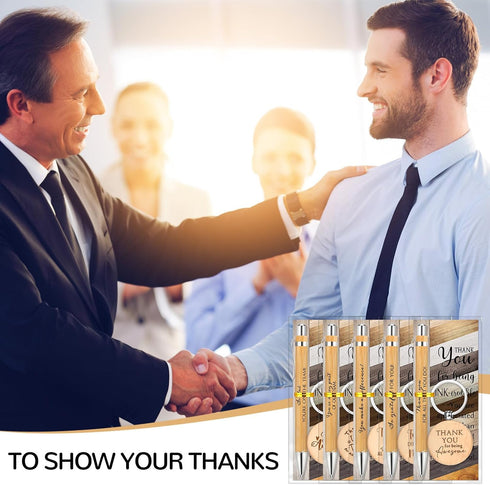 Dispowreath 30 Sets Thank You Gifts Bulk Bamboo Pens Employee Appreciation Gifts Wooden Keychain Thank You Cards