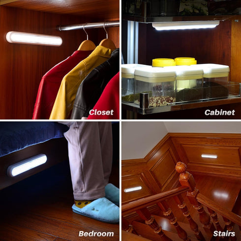 11 Closet, 2 Pack STAR-SPANGLED Motion Sensor Lights Indoor AA Battery Operated, Stick on LED Light for Stairs, Under