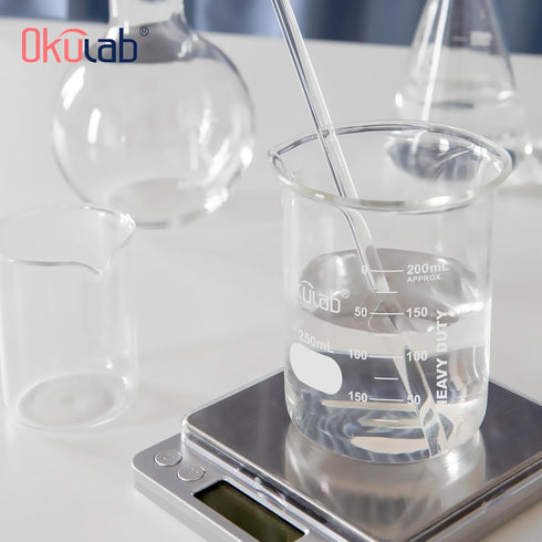 Heavy Duty Glass Beaker Set, Thick-Walled 3.3 Borosilicate Glass Beakers, 10pcs Vol. 50ml with Double Scale Graduation