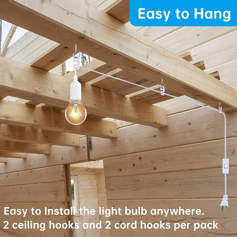 Simple Deluxe E26 12ft-White-1Pack Hanging Lantern Extension Cord Cable, Plug-in Pendant Light Socket with On/Off