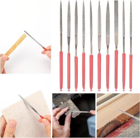 10Pcs Diamond Needle File Set, Mini Metal File Set for Jewelry Stone Carving Tools (2x100mm)