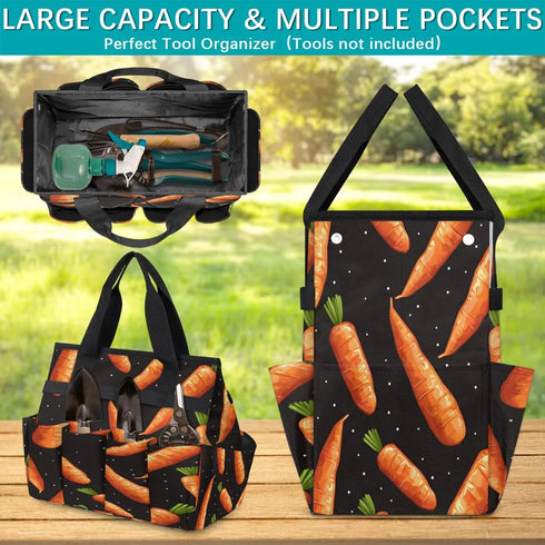 Shoblo 10 Carrots Garden Tool Bag Waterproof Gardening Tool Storage Bag with Handle & Pockets Gardening Tote Bag