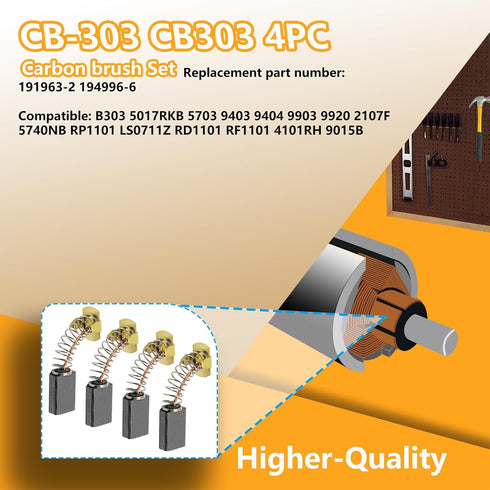 191963-2 194996-6 Carbon Brush Replacement for Makita Angle Grinder, Replaces CB-303 Electric Motor Power Tool Part (4)