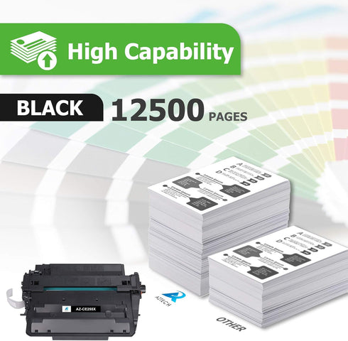 Aztech Compatible 55X Toner Cartridge Replacement for HP 55X CE255X 55A CE255A (Black, 1-Pack) for P3015 P3015dn P3015x