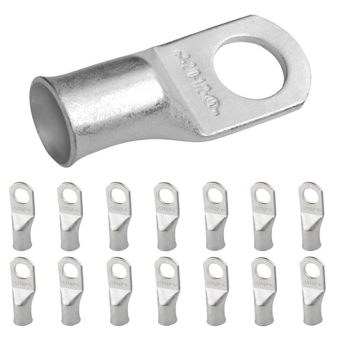 SELTERM 15pcs 2/0 AWG 1/2" Stud UL Marine Grade Battery Terminal Connectors, Tinned Copper Cable Lugs