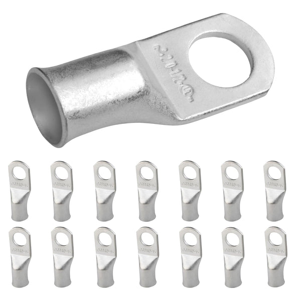 SELTERM 15pcs 2/0 AWG 1/2" Stud UL Marine Grade Battery Terminal Connectors, Tinned Copper Cable Lugs