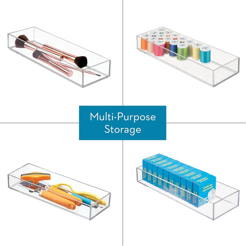 Set 6 iDesign Plastic Makeup Drawer Organizer Tray - Vanity Organizer or Desk Drawer Organizer - of - Clear