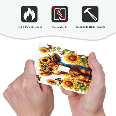 HTSAHKV 3 5 Inch Highland Cow Sunflower Wall Plate Light Switch Cover Single Gang Outlet Faceplate Print Plate Cover X