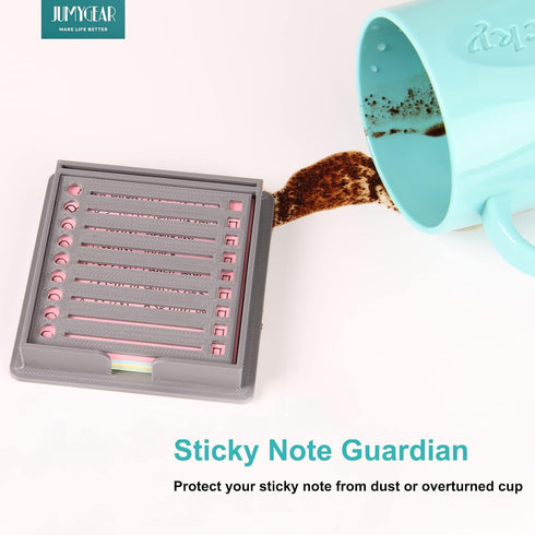 Sticky Note Holder with Stencil, Dispenser Compatible with Post-It Note, Organizer for 3x3 Self-Sticky Note Pads