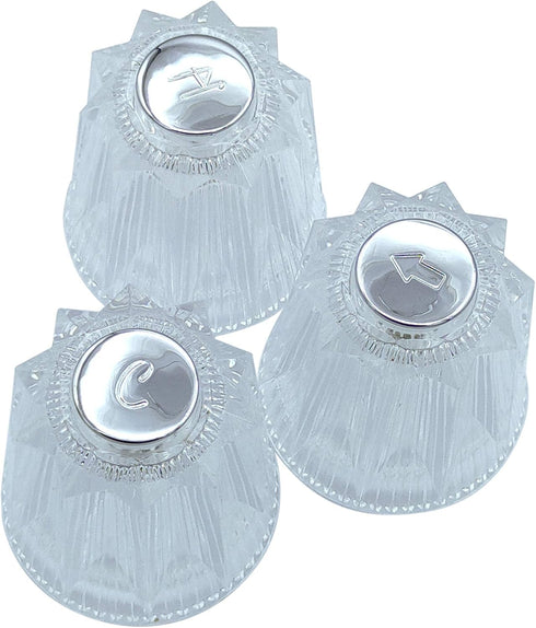 3 Piece Windsor Replacement Handles for Price Pfister Bathtub and Shower Systems, Clear Acrylic, 12 Point Broach