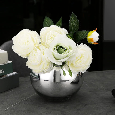 SNDEC Cubicle Accessories | 6'' Glass Candy Dish Desk Mirror | Home Office Aesthetic Table Vases
