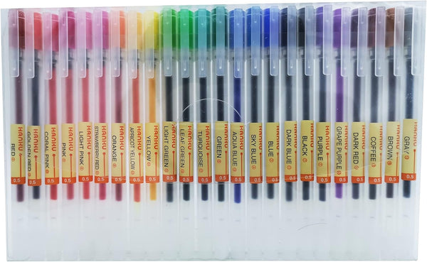 Premium Gel Ink Ball Point Pen, 0.5mm Fine Point, 24 Color Pens for Smooth Writing Office School Stationery Supply