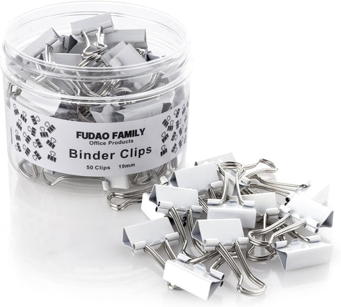 Small Binder Clips, 3/4 Inch (19mm), 50 Pack Mini Binder Clips (White)