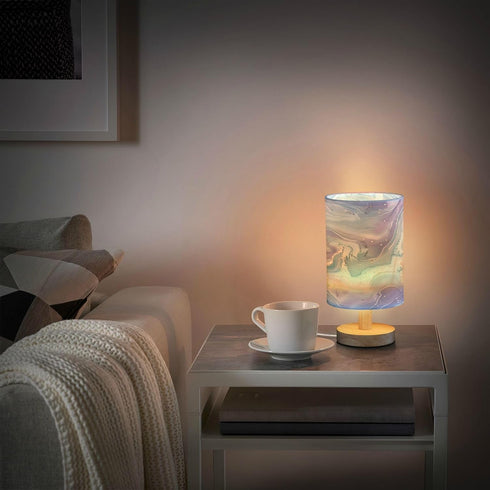 ALAZA Blue Purple Ripples Table Lamp for Bedroom USB Port Bedside Lamp Small Nightstand Desk Lamp for Girls Boys Kids