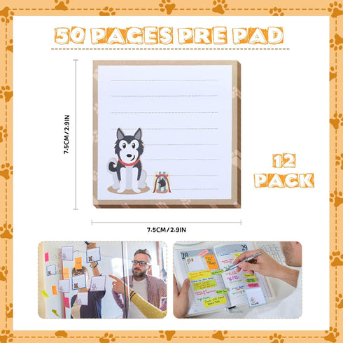 Handepo 12 Pack Dog Cat Notepad, Small To Do List Sticky Notes, Funny Cute Note Pads for Office School