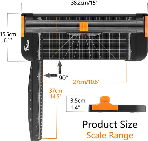 Firbon A4 Paper Cutter, 12 Inch Titanium Trimmer with Automatic Security Safeguard, Black