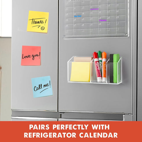 Magnetic Dry Erase Marker Holder, Acrylic Pen Holder for Whiteboard, Refrigerator, Office Organizer