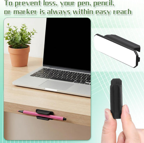AOZUO 50 Pack Adhesive Pencil Holders for Desk, Silicone Flexible Adhesive Pen Holder for Desk Wall Clipboard, Reusable