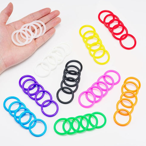 DEVPSISR 50Pcs Office,10Colors,1.1inch Loose Leaf Binder Rings Colorful Book Plastics Notebook Paper Ring for Flash
