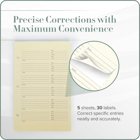 Gallery Leather Address Book Correction Labels, Self-Adhesive, 5 Sheets, 30 Stickers for Easy Contact Updates