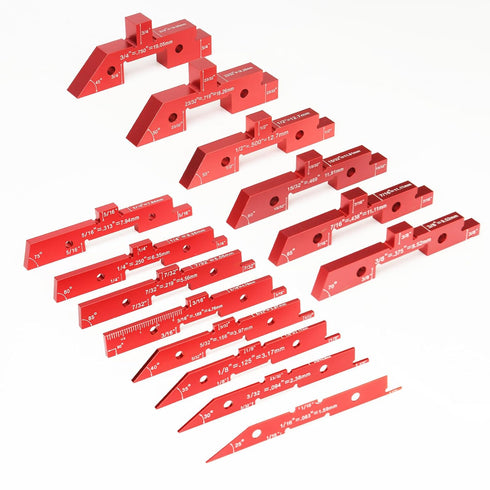 Miucoguier Setup 14pcs Blocks Height Gauge - Aluminum Alloy Precision Bars, Woodworking Tool