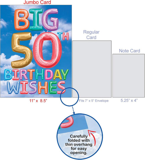 NobleWorks - 50th Big Funny Birthday Card (8.5 x 11 Inch) - Group Milestone Notecard for Year Old Birthday Congrats
