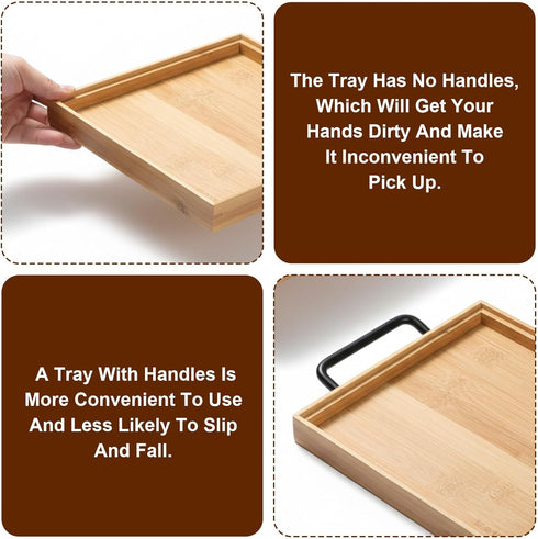 InnoHHustle 2 PCS Black Side Fixed Tray Handle, Cutting Board Cabinet Hardware Pull Metal Tableware Serving Tray