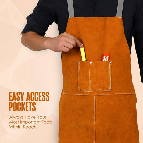 23 35 Inch Leather Apron, Welding Apron, For Men, Blacksmith, Work Bib, Heat Resistant, Welder Gear, Forging