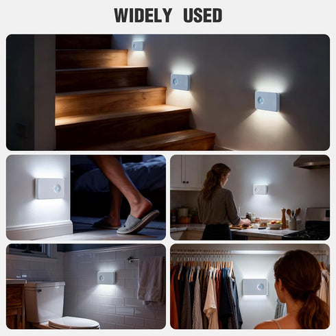 Powfloven 3 Pack Rechargeable Motion Sensor Stair Lights, Smart Wireless Led Battery Operated Night Lights, RGBW Stick