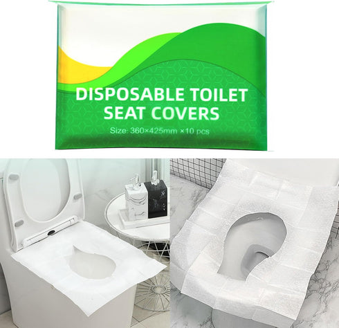 EXCBIOZ 10Pieces Toilet Seat Covers Flushable Paper Cover Disposables for Airplanes Travel Seats Public Restroom