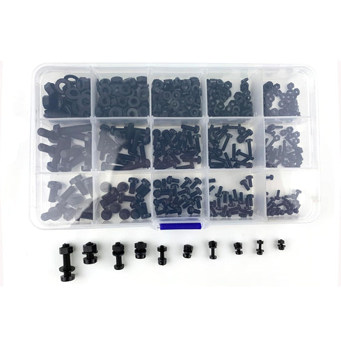Readytosky M2 M2.5 M3 M4 M5 Nylon Screws Metric Machine Pan Round Head Plastic Screw Nut Bolt Assortment Kit, 510PCS
