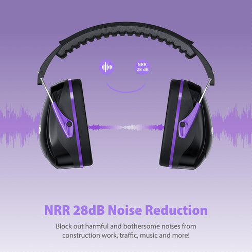 Dr.meter Hearing Protection Ear Muffs, 28dB Noise Reduction Safety Earmuffs with Adjustable Headband, Storage Bag
