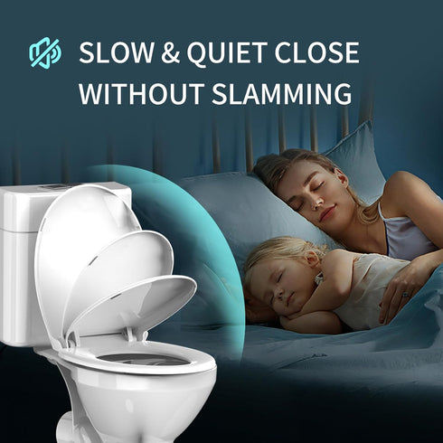 16.5 Inch, 2 Pack Round Toilet Seat Soft Close Quiet No Slam Toilet Lid, Quick Release & Easy Installation, Durable PP