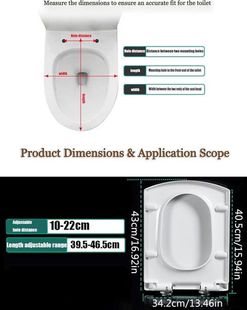 XQHD WEC Toilet Seats Soft Close White, Loo Lid Quick Release Heavy Duty Easy to Clean Bathroom Lid,Square