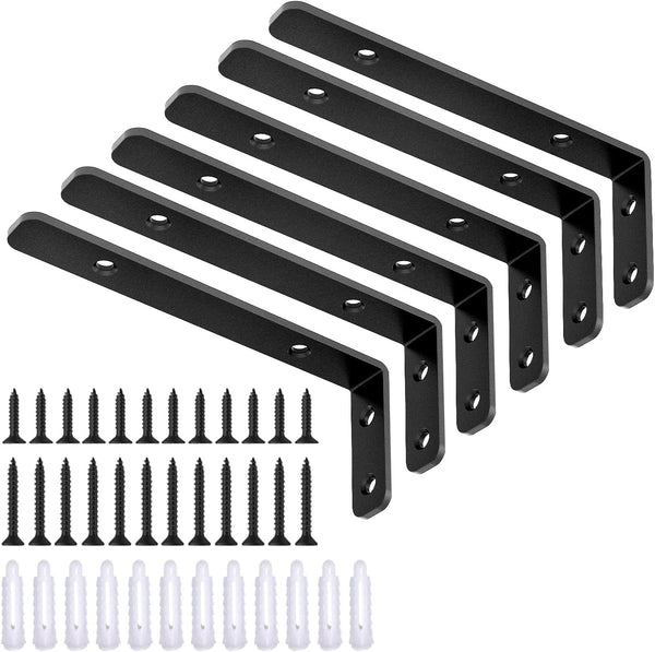 LSK 6PCS L Bracket, 5"2"(12550mm) Shelf Support Corner Bracket for Wooden Board,