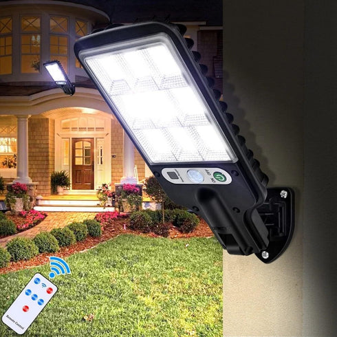 POAHUDT 1200W LED Solar Flood Light Motion Sensor Security Wall Street Yard Outdoor Lamp